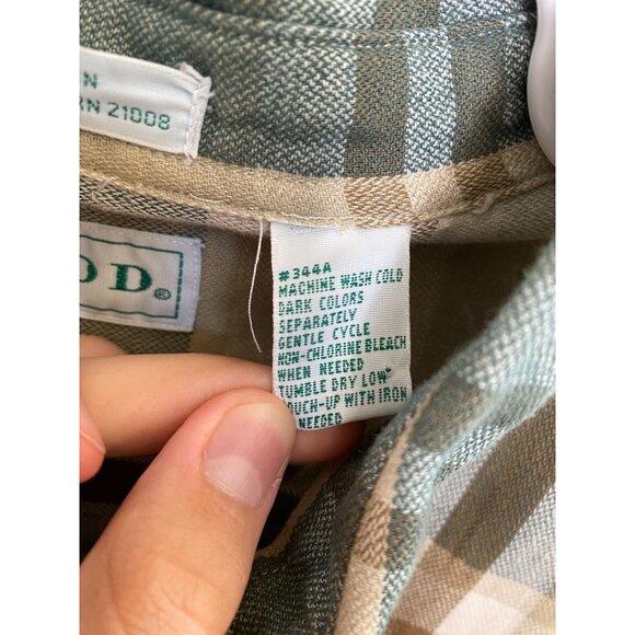 Vintage Izod XL Mens Beige Teal Plaid Short-Sleeve Button-Down Shirt XL Cotton - Picture 5 of 6